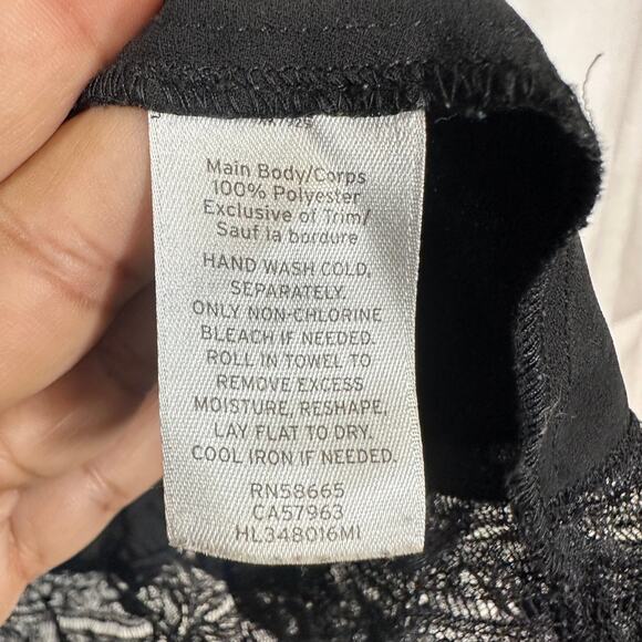 Chelsea28 Medium Black Smocked Lace Top Balloon Sleeve Pleated‎ Formal Sexy Goth - Picture 8 of 10